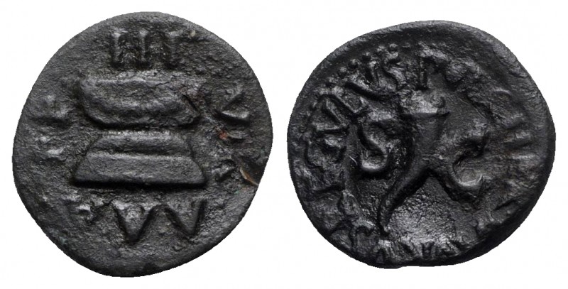 Augustus (27 BC-AD 14). Æ Quadrans (17mm, 3.16g, 3h). Rome; Pulcher, Taurus, and...