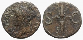 Divus Augustus (died AD 14). Æ As (27mm, 10.85g, 6h). Rome, c. AD 34-37. Radiate head l. R/ Winged thunderbolt. RIC I 83 (Tiberius). Fine / Good Fine