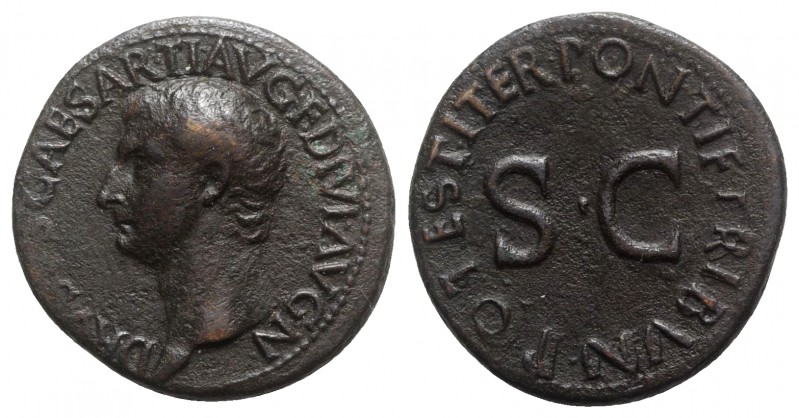 Drusus (Caesar, 19-23). Æ As (29mm, 10.54g, 1h). Rome, 22-3. Bare head l. R/ Leg...