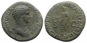 Antonia Minor (Augusta, AD 37 and 41). Æ Dupondius (29mm, 13.74g, 6h). Rome, AD 41-2. Draped bust r. R/ Claudius standing l., holding simpulum and vol...