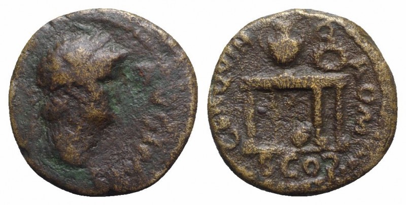 Nero (54-68). Æ Semis (17mm, 3.29g, 6h). Rome, c. AD 64. Laureate head r. R/ Tab...