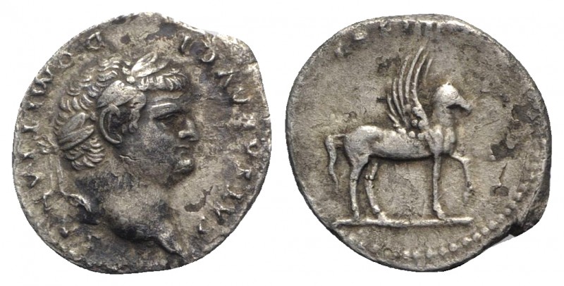Domitian (Caesar, 69-81). AR Denarius (18mm, 3.04g, 6h). Rome, 76-7. Laureate he...