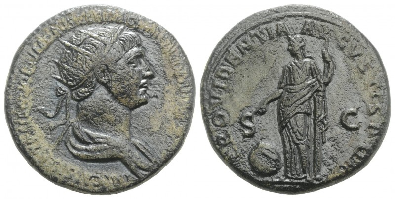 Trajan (98-117). Æ Dupondius (26mm, 13.38g, 6h). Rome, 116-7. Radiate and draped...
