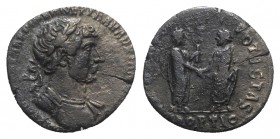 Hadrian (117-138). AR Denarius (19mm, 2.91g, 6h). Rome, AD 117. Laureate and cuirassed bust r., slight drapery. R/ ADOPTIO [TRIBVNIC] POTESTAS, Trajan...