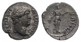 Hadrian (117-138). AR Denarius (17mm, 3.13g, 6h). Rome, c. 134-8. Bare head r. R/ Fides standing r., holding grain ears and plate of fruit. RIC II 241...
