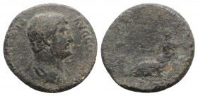 Hadrian (117-138). Æ As (26mm, 11.19g, 6h). Rome, c. 134-8. Bareheaded and draped bust r. R/ Egypt reclining l., holding sistrum and resting elbow on ...