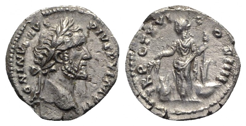 Antoninus Pius (138-161). AR Denarius (18mm, 2.92g, 6h). Rome, 157-8. Laureate h...