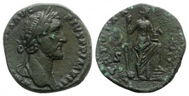 Antoninus Pius (138-161). Æ Sestertius (29mm, 21.31g, 12h). Rome, 156-7. Laureate head r. R/ Annona standing r., with l. foot on prow of galley, holdi...
