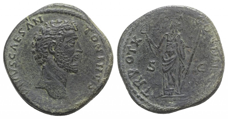 Marcus Aurelius (Caesar, 139-161). Æ Sestertius (33mm, 22.62g, 6h). Rome, 157-8....