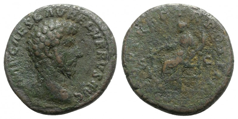 Lucius Verus (161-169). Æ As (26mm, 10.96g, 12h). Rome, AD 163. Bareheaded and c...