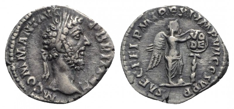 Commodus (177-192). AR Denarius (18mm, 3.46g, 6h). Rome, AD 185. Laureate head r...