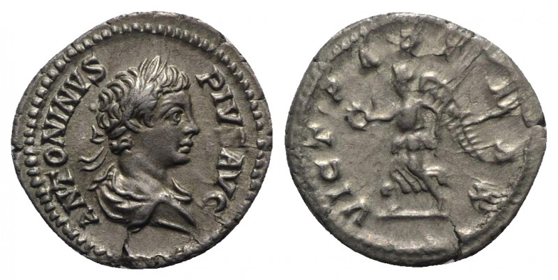 Caracalla (198-217). AR Denarius (19.5mm, 3.39g, 12h). Rome, AD 202. Laureate an...