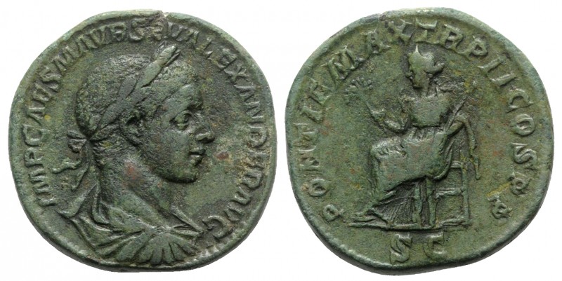 Severus Alexander (222-235). Æ Sestertius (30mm, 20.59g, 12h). Rome, AD 223. Lau...