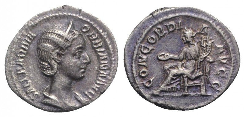 Orbiana (Augusta, 225-227). AR Denarius (20mm, 2.62g, 12h). Diademed and draped ...