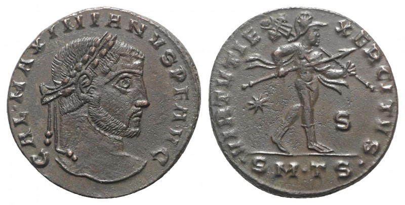 Galerius (305-311). Æ Follis (24mm, 5.58g, 11h). Thessalonica, 308-10. Laureate ...