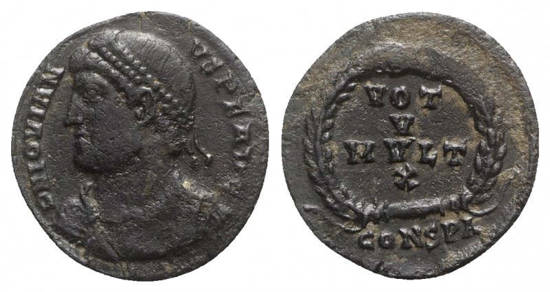 Jovian (363-364). Æ (20mm, 2.47g, 6h). Constantinople, 363-4. Diademed, draped, ...