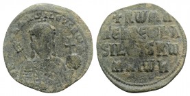 Constantine VII and Romanus I (913-959). Æ 40 Nummi (26mm, 4.28g, 6h). Constantinople, 931-944. Crowned facing half-length figure of Romanus, holding ...