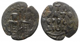 Andronicus II Palaeologus and Michael IX (1282-1328). Æ Assarion (21mm, 2.20g, 6h). Constantinople, 1294-c. 1320. Half-length facing figures of Andron...