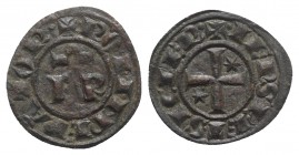 Italy, Sicily, Messina. Federico II (1197-1250). BI Denaro 1248 (17mm, 0.65g, 9h). FR. R/ Cross with two stars. Spahr 144; MIR 104. VF - Good VF