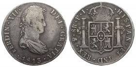 Bolivia, Ferdinand VII (1808-1833). AR 8 Reales 1813, Potosi (40mm, 26.92g, 12h). KM 84. VF