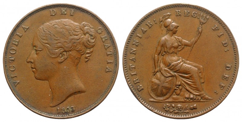 Great Britain, Victoria (1837-1901). Half Penny 1853 (34mm, 18.81g, 12h). KM 726...