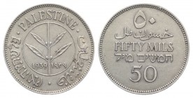 Palestine. AR 50 Mils 1939 (23.5mm, 5.85g, 12h). KM 6. Good VF
