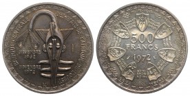 West African States. AR 500 Francs 1972 (37mm, 25.05g, 6h). KM 7. EF