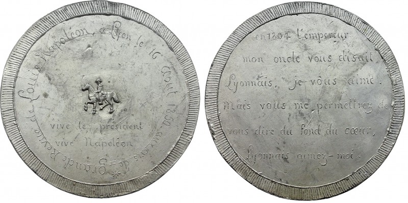 France, Louis Napoleon (1848-1852). Satirical Medal 1850 (68mm, 53.98g). GRANDE ...