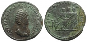 Salonina (Augusta, 254-268). Fake Ӕ Medallion (38mm, 38.59g, 6h). CORNELIA SALONINA AVGVSTA, Diademed bust r. R/ ABVNDANTIA TEMPORVM, Abundantia seate...