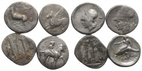 Lot of 4 Greek AR Staters/Nomoi, including Tarentum, Kroton, Anaktorion and Thyrrheion. Lot sold as is, no return