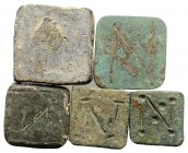 Lot of 5 Byzantine Æ Commercial Weights. Lot sold as is, no return