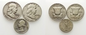 USA, lot of 3 AR coins (2 Half Dollars, 1 Quarter Dollar). Lot sold as is, no return