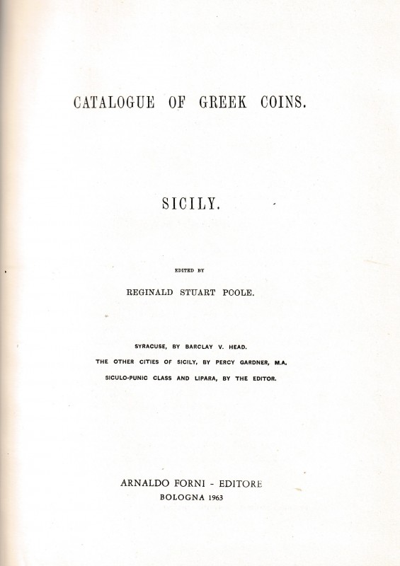 BMC Volume II: Sicily. A Catalogue of The Greek Coins in the British Museum. For...