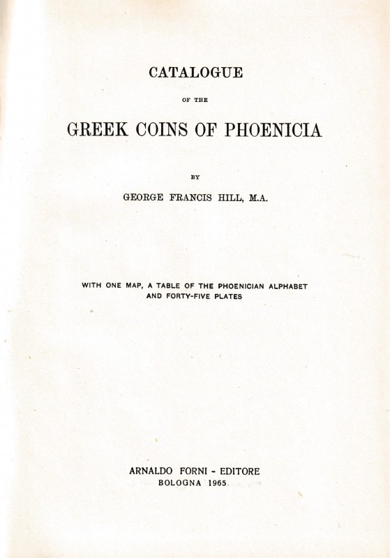 BMC Volume XXVI: Phoenicia. A Catalogue of The Greek Coins in the British Museum...