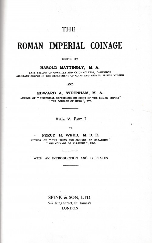 RIC V - The Roman Imperial Coinage Volume V, Part I: Valerian to Florian; Part I...