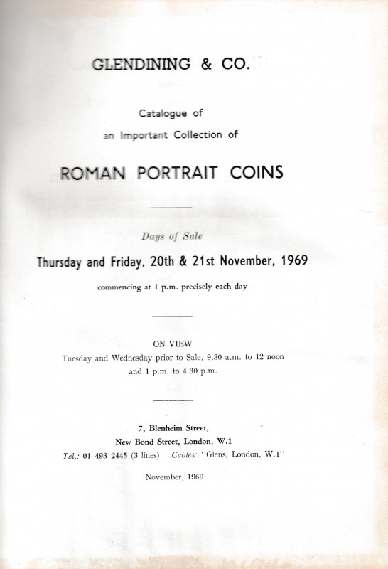 Glendining & Co., Catalogue of an Important Collection of Roman Portrait Coins. ...