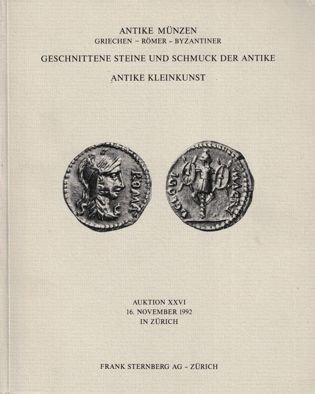 Sternberg F., Auktion XXVI. Zurich, 16 November 1992. Softcover, 729 lots, b/w p...