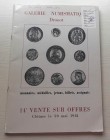 Galerie Numismatique Vente No.14 Monnaies, Medailles, Jetons, Billets. 30 Mai 1981. Brossura ed. lotti 1159, ill. in b/n. Buono stato.
