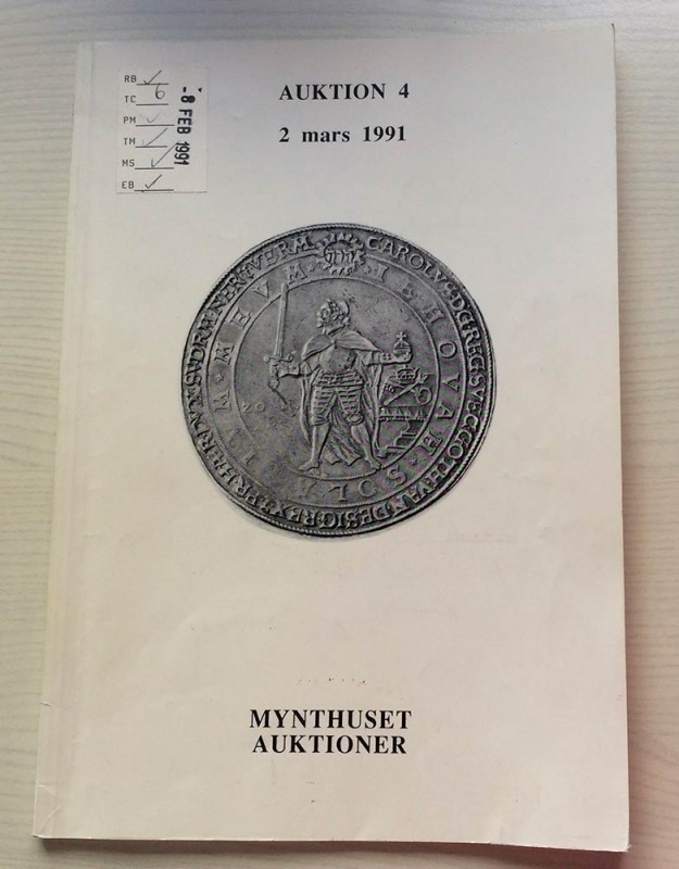 Mynthuset Auktion 4. Stockholm 02 Mars 1991. Brossura ed. pp. 96, lotti 1629, il...