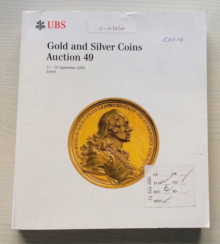 UBS Auction 49 Gold and Silver Coins. Zurich 11-13 September 2000. Brossura ed. ...