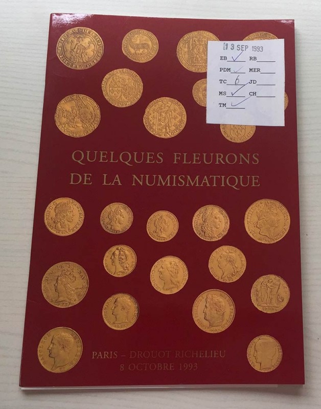 Vinchon F. B. Quelques Fleurons de la Numismatique. Paris 08 Octobre 1993. Bross...