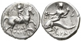 Calabria. Tarentum. ΑΓΑΘΑΡΧΟΣ, magistrate circa 272-240 BC. Nomos AR