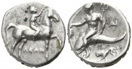 Calabria. Tarentum. ΛΕΩΝ, magistrate 272-240 BC. Nomos AR