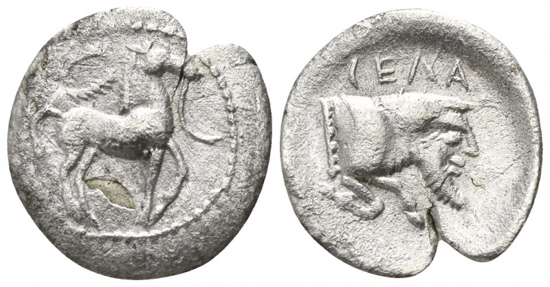 Sicily. Gela circa 465-450 BC.
Litra AR

13mm., 0,54g.

Bridled horse advan...