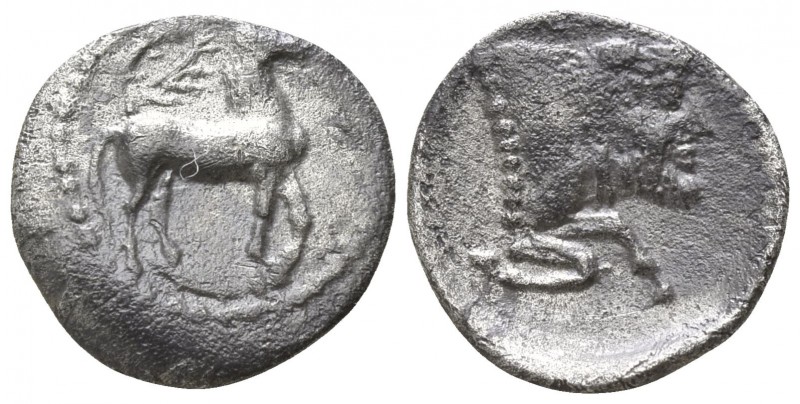 Sicily. Gela circa 465-450 BC.
Litra AR

12mm., 0,66g.

Horse pacing right,...
