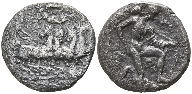 Sicily. Segesta circa 405-400 BC.
Tetradrachm AR

25mm., 15,78g.

Prancing ...