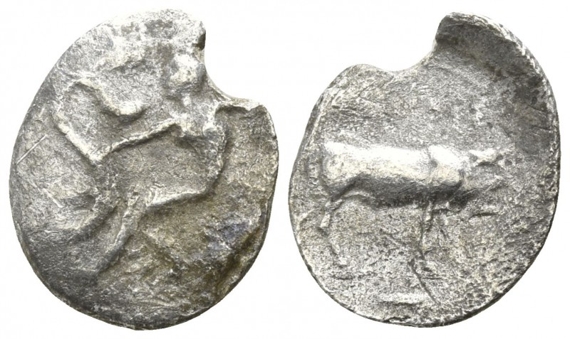 Sicily. Selinus circa 400 BC.
Litra AR

13mm., 0,46g.

Nymph seated left on...
