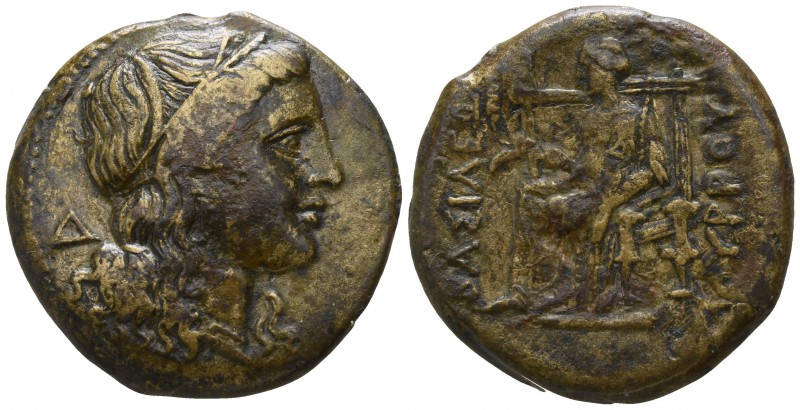 Sicily. Syracuse. Pyrrhos 278-276 BC.
Bronze Æ

22mm., 8,91g.

Wreathed hea...
