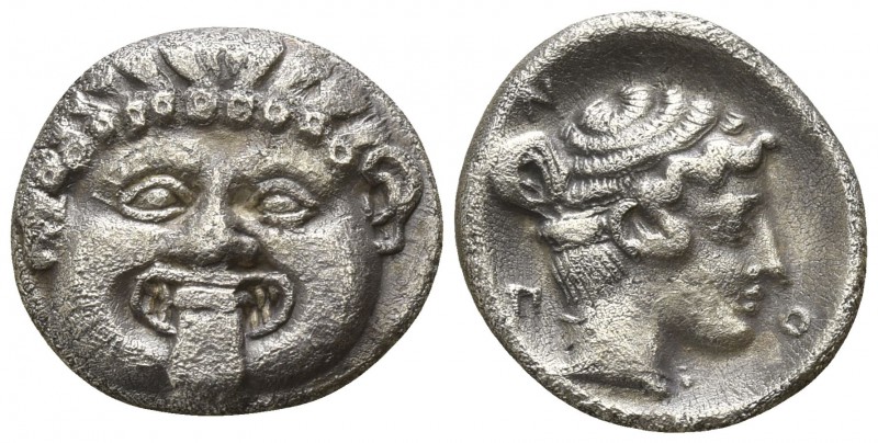 Macedon. Neapolis circa 424-350 BC.
Hemidrachm AR

19mm., 1,72g.

Gorgoneio...