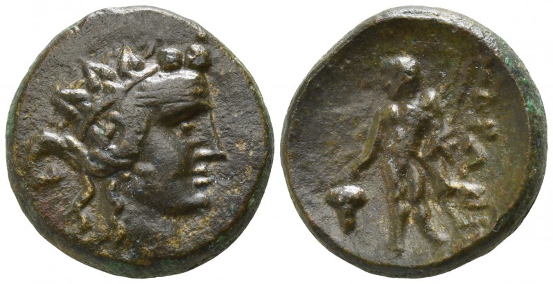Thrace. Maroneia circa 189-145 BC.
Bronze Æ

17mm., 5,62g.

Head of Dionyso...